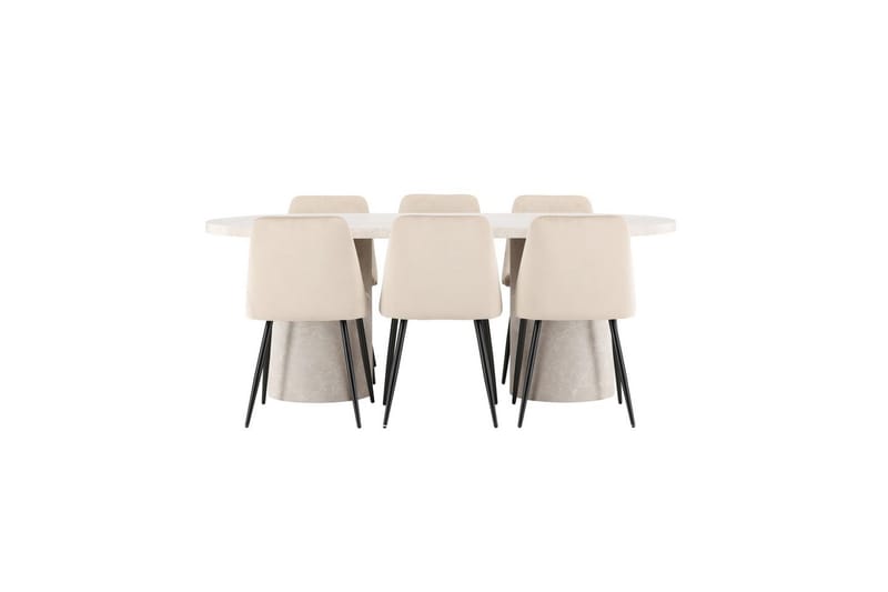 Ruokaryhmä Narvik 100x200 cm Beige 6 Night-tuolilla, undefined