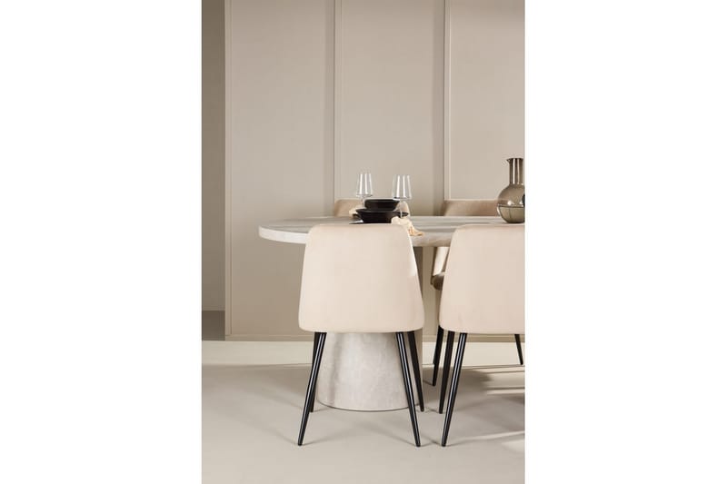 Ruokaryhmä Narvik 100x200 cm Beige 6 Night-tuolilla - Huonekalut - Pöytä & ruokailuryhmä - Ruokailuryhmä