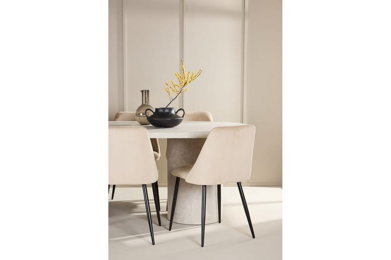 Ruokaryhmä Narvik 100x200 cm Beige 6 Night-tuolilla - Huonekalut - Pöytä & ruokailuryhmä - Ruokailuryhmä