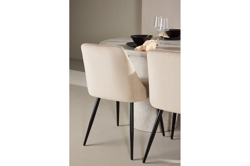 Ruokaryhmä Narvik 100x200 cm Beige 6 Night-tuolilla - Huonekalut - Pöytä & ruokailuryhmä - Ruokailuryhmä