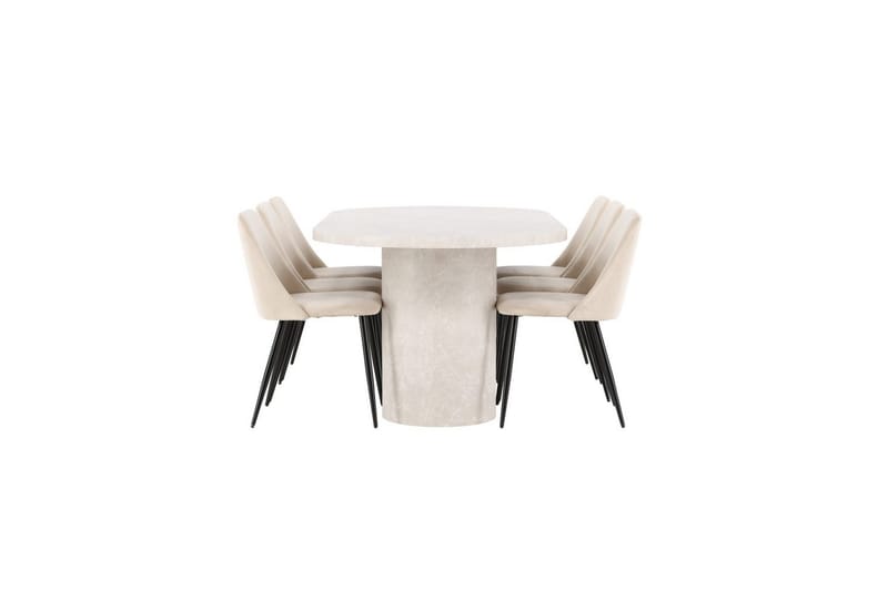 Ruokaryhmä Narvik 100x200 cm Beige 6 Night-tuolilla - Huonekalut - Pöytä & ruokailuryhmä - Ruokailuryhmä
