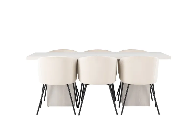 Ruokaryhmä Olga 200 cm Suorakulmainen 6 Berit-tuolilla, Beige