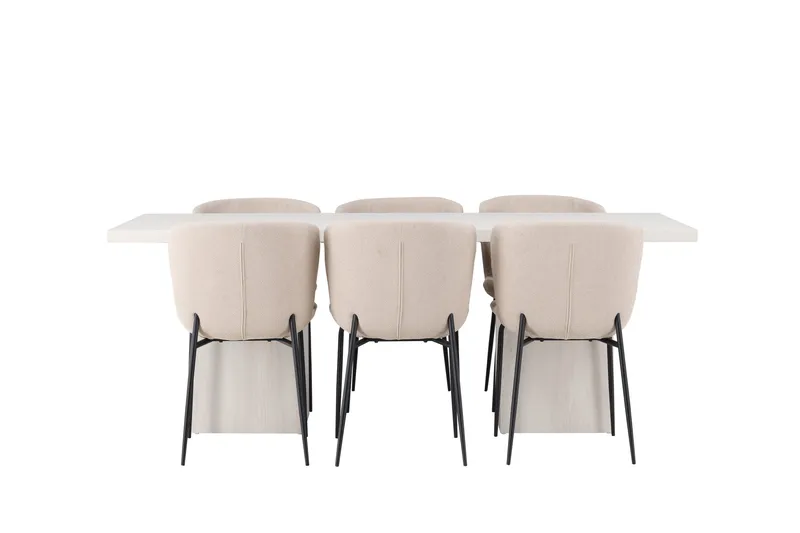 Ruokaryhmä Olga 200 cm Suorakulmainen 6 Modesto-tuolilla, Beige