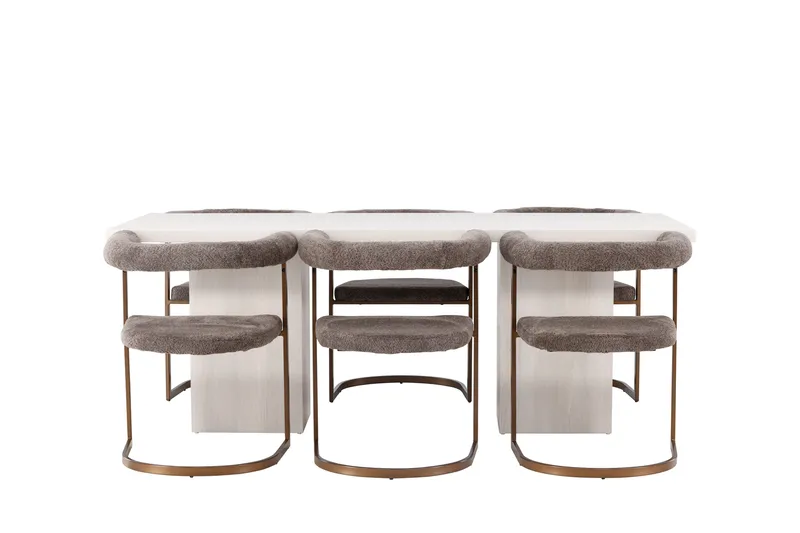 Ruokaryhmä Olga 200 cm Suorakulmainen 6 Morning-tuolilla, Ruskea