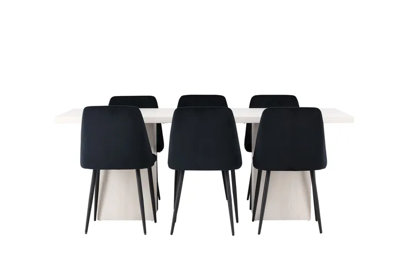 Ruokaryhmä Olga 200 cm Suorakulmainen 6 Night-tuolilla, Valkoinen