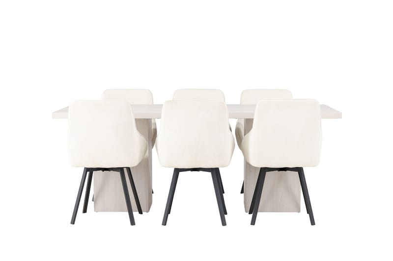 Ruokaryhmä Olga 200 cm Suorakulmainen 6 Rosie-tuolilla, Valkoinen