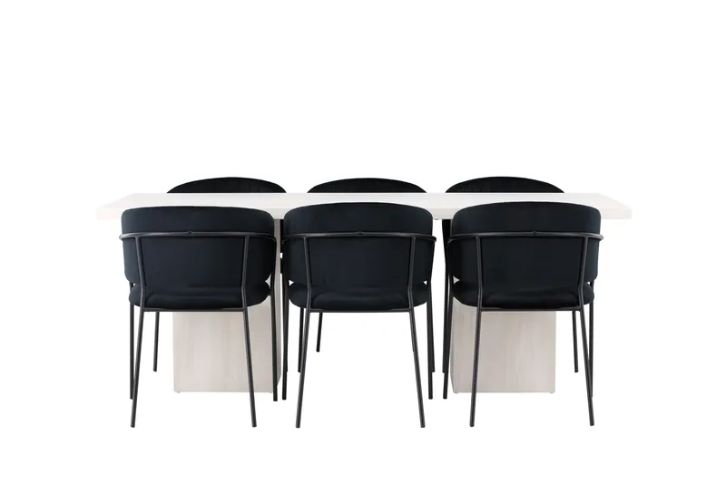 Ruokaryhmä Olga 200 cm Suorakulmainen 6 Selma-tuolilla, Musta