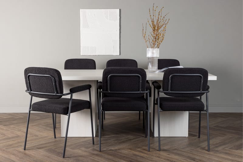 Ruokaryhmä Olga 200 cm Suorakulmainen 6 Yesterday-tuolilla - Musta - Huonekalut - Pöytä & ruokailuryhmä - Ruokailuryhmä