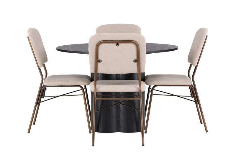 Ruokaryhmä Olivia 110 cm Pyöreä 4 Seda-tuolilla, Beige