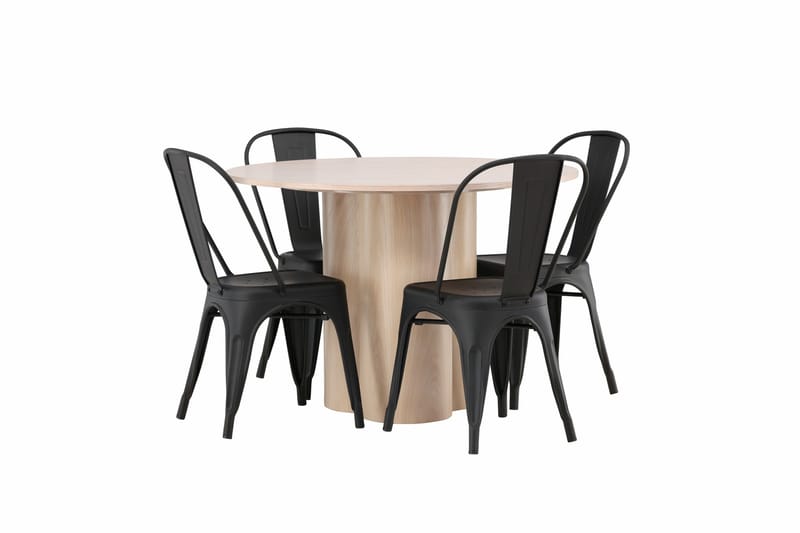 Ruokaryhmä Olivia 110 cm Pyöreä 4 Tempe-tuolilla - Musta - Huonekalut - Pöyt ä & ruokailuryhmä - Ruokailuryhmä