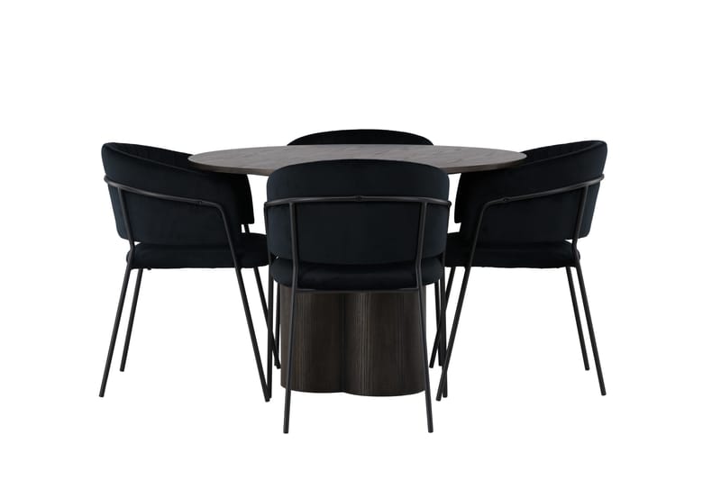 Ruokaryhmä Olivia 110 cm Pyöreä 4 Selma-tuolilla, Musta