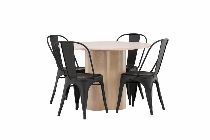 Ruokaryhmä Olivia 110 cm Pyöreä 4 Tempe-tuolilla - Musta - Huonekalut - Pöytä & ruokailuryhmä - Ruokailuryhmä