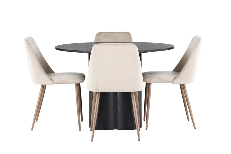 Ruokaryhmä Olivia 110 cm Pyöreä 4 Night-tuolilla - Musta - Huonekalut - Pöytä & ruokailuryhmä - Ruokailuryhmä