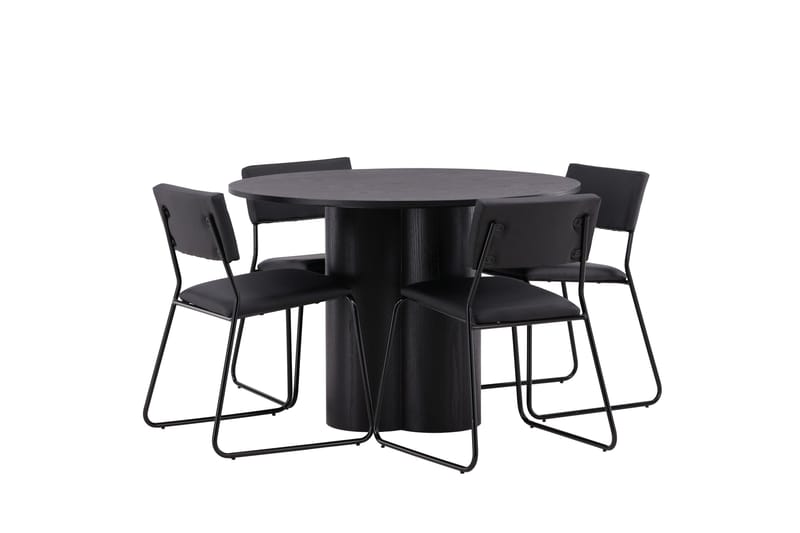 Ruokaryhmä Olivia 110 cm Pyöreä 4 Kenth-tuolilla - Musta - Huonekalut - Pöyt ä & ruokailuryhmä - Ruokailuryhmä