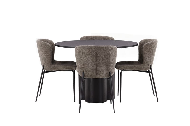 Ruokaryhmä Olivia 110 cm Pyöreä 4 Modesto-tuolilla, Beige