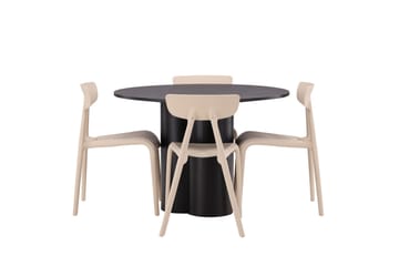 Ruokaryhmä Olivia 110 cm Pyöreä 4 Ursholmen-tuolilla - Beige - Huonekalut - Pöytä & ruokailuryhmä - Ruokailuryhmä