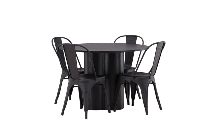 Ruokaryhmä Olivia 110 cm Pyöreä 4 Tempe-tuolilla - Musta - Huonekalut - Pöytä & ruokailuryhmä - Ruokailuryhmä