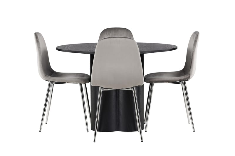 Ruokaryhmä Olivia 110 cm Pyöreä 4 Eva-tuolilla, Musta