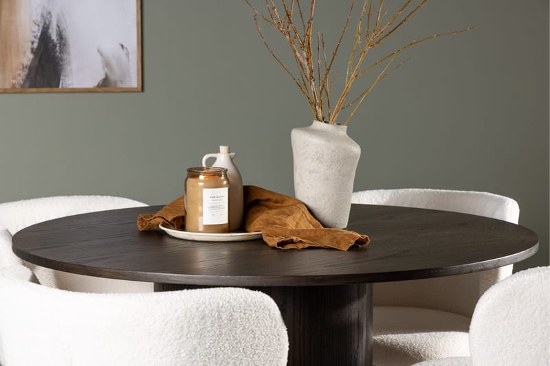 Ruokaryhmä Olivia 110 cm Pyöreä 4 Edina-tuolilla - Mokkanahka - Huonekalut - Pöytä & ruokailuryhmä - Ruokailuryhmä