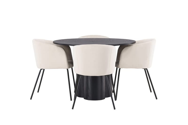 Ruokaryhmä Olivia 110 cm Pyöreä 4 Berit-tuolilla, Beige