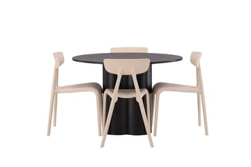 Ruokaryhmä Olivia 110 cm Pyöreä 4 Ursholmen-tuolilla - Beige - Huonekalut - Pöytä & ruokailuryhmä - Ruokailuryhmä