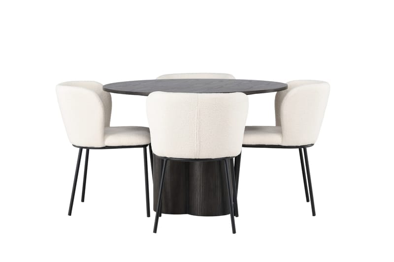 Ruokaryhmä Olivia 110 cm Pyöreä 4 Edina-tuolilla, Mokkanahka