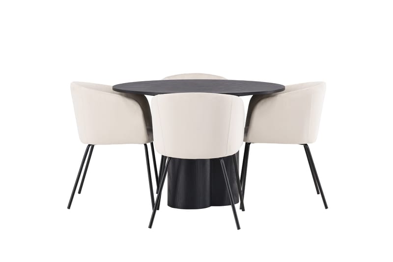 Ruokaryhmä Olivia 110 cm Pyöre�ä 4 Berit-tuolilla - Beige - Huonekalut - Pöytä & ruokailuryhmä - Ruokailuryhmä