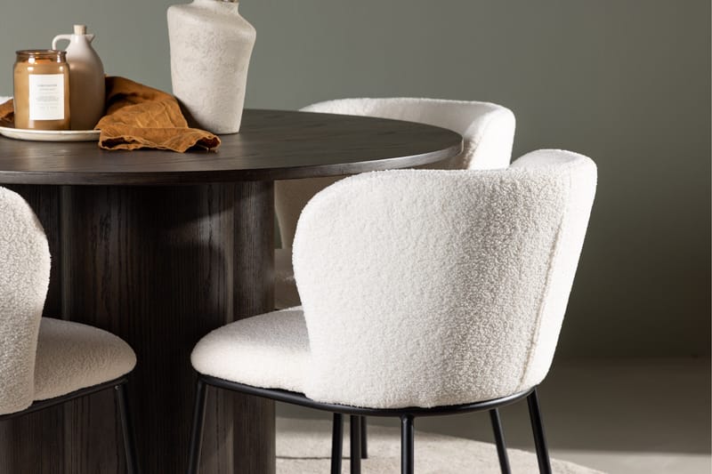 Ruokaryhmä Olivia 110 cm Pyöreä 4 Edina-tuolilla - Mokkanahka - Huonekalut - Pöytä & ruokailuryhmä - Ruokailuryhmä