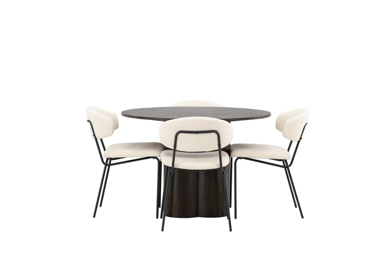 Ruokaryhmä Olivia 110 cm Pyöreä 4 Chico-tuolilla - Mokkanahka - Huonekalut - Pöytä & ruokailuryhmä - Ruokailuryhmä