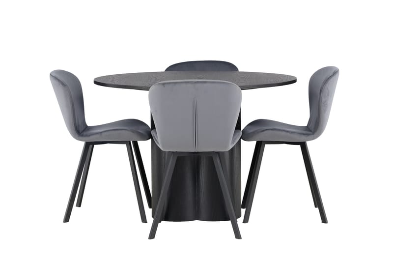 Ruokaryhmä Olivia 110 cm Pyöreä 4 Lilja-tuolilla, Musta