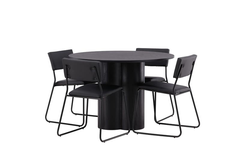 Ruokaryhmä Olivia 110 cm Pyöreä 4 Kenth-tuolilla - Musta - Huonekalut - Pöytä & ruokailuryhmä - Ruokailuryhmä