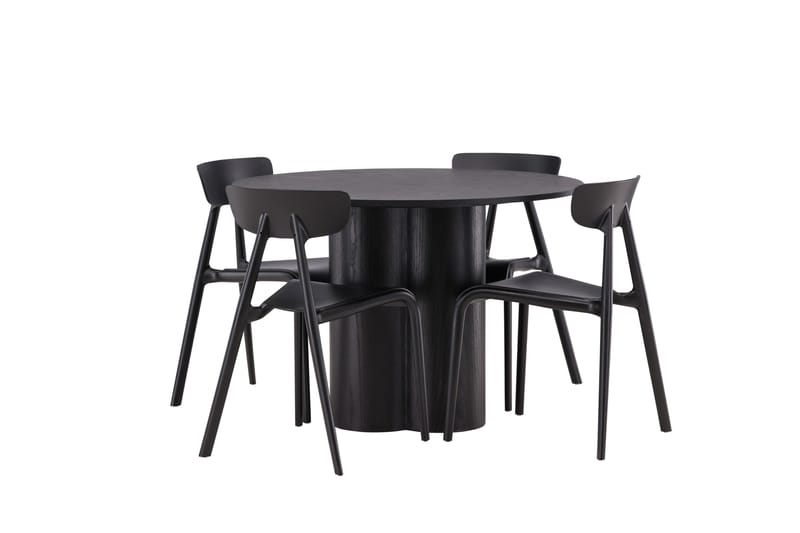 Ruokaryhmä Olivia 110 cm Pyöreä 4 Ursholmen-tuolilla - Musta - Huonekalut - Pöytä & ruokailuryhmä - Ruokailuryhmä