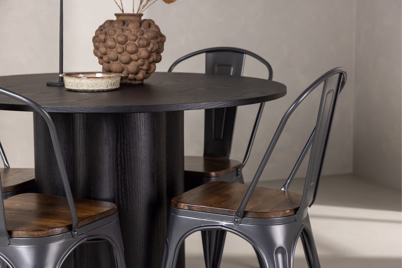 Ruokaryhmä Olivia 110 cm Pyöreä 4 Tempe-tuolilla - Musta - Huonekalut - Pöytä & ruokailuryhmä - Ruokailuryhmä