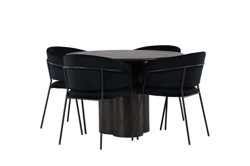 Ruokaryhmä Olivia 110 cm Pyöreä 4 Selma-tuolilla - Musta - Huonekalut - Pöytä & ruokailuryhmä - Ruokailuryhmä