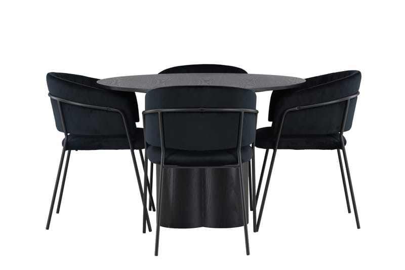 Ruokaryhmä Olivia 110 cm Pyöreä 4 Selma-tuolilla, Musta