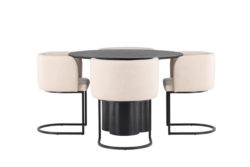 Ruokaryhmä Olivia 110 cm Pyöreä 4 Simrishman-tuolilla, Beige