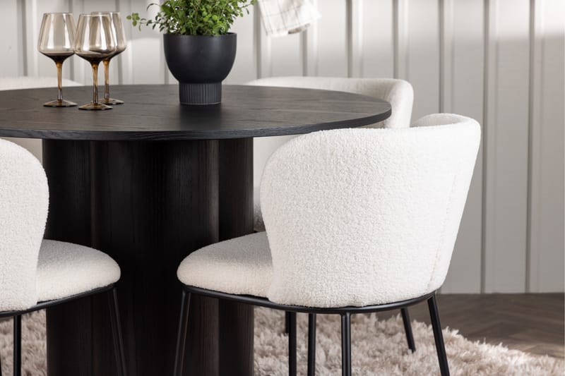 Ruokaryhmä Olivia 110 cm Pyöreä 4 Edina-tuolilla - Musta - Huonekalut - Pöytä & ruokailuryhmä - Ruokailuryhmä