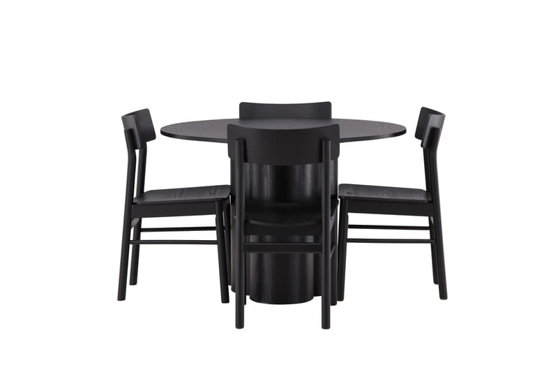 Ruokaryhmä Olivia 110 cm Pyöreä 4 Montros-tuolilla, Musta
