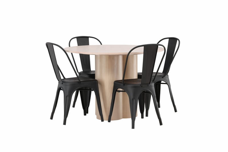 Ruokaryhmä Olivia 110 cm Pyöreä 4 Tempe-tuolilla - Musta - Huonekalut - Pöytä & ruokailuryhmä - Ruokailuryhmä
