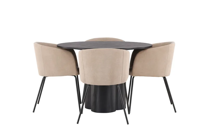 Ruokaryhmä Olivia 110 cm Pyöreä 4 Berit-tuolilla, Beige