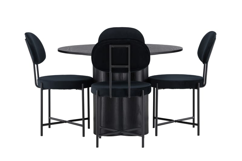 Ruokaryhmä Olivia 110 cm Pyöreä 4 Stella-tuolilla, Musta