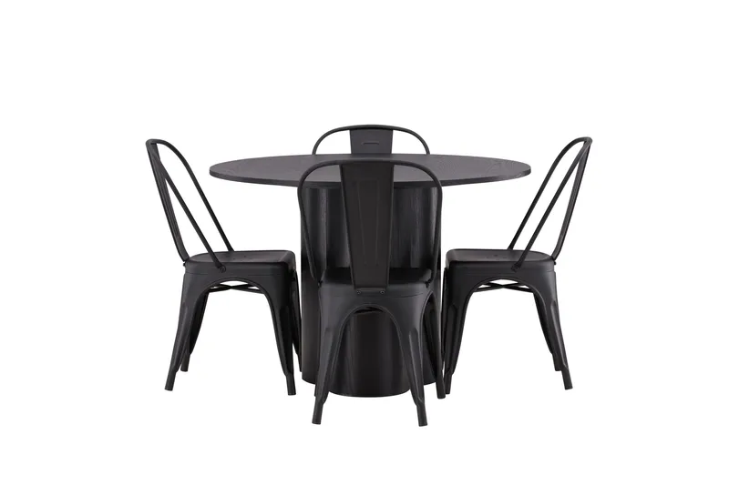 Ruokaryhmä Olivia 110 cm Pyöreä 4 Tempe-tuolilla, Musta