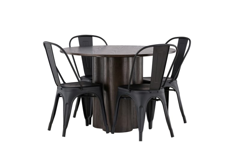 Ruokaryhmä Olivia 110 cm Pyöreä 4 Tempe-tuolilla - Musta - Huonekalut - Pöyt ä & ruokailuryhmä - Ruokailuryhmä