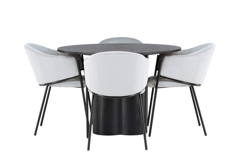 Ruokaryhmä Olivia 110 cm Pyöreä 4 Evelina-tuolilla, Musta