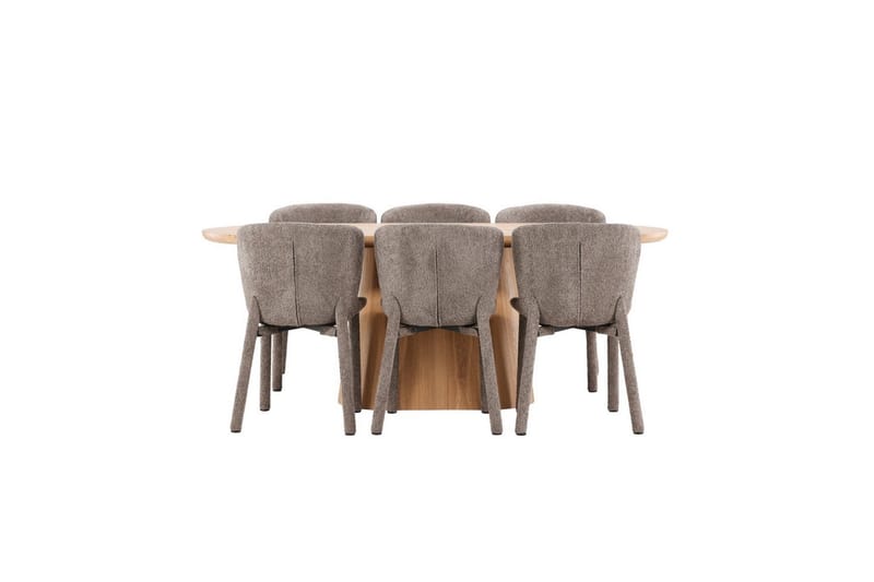 Ruokaryhmä Stjärnö 200x90 cm Luonnonvärinen 6 Astoria-tuolilla Ruskea - Ruskea - Huonekalut - Pöytä & ruokailuryhmä - Ruokailuryhmä