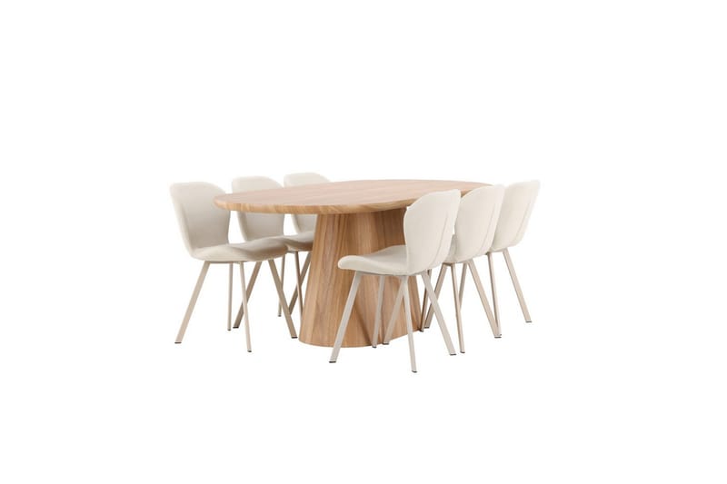 Ruokaryhmä Stjärnö 200x90 cm Luonnonvärinen 6 Lilja-tuolilla - Huonekalut - Pöytä & ruokailuryhmä - Ruokailuryhmä
