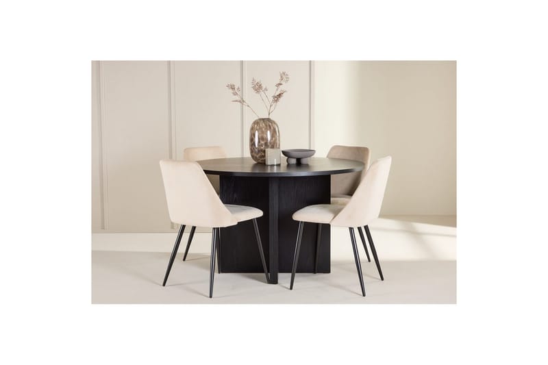 Ruokaryhmä Strada Pyöreä 120/170 cm Musta Night-tuoleilla 4 kpl - 4 kpl - Huonekalut - Pöytä & ruokailuryhmä - Ruokailuryhmä