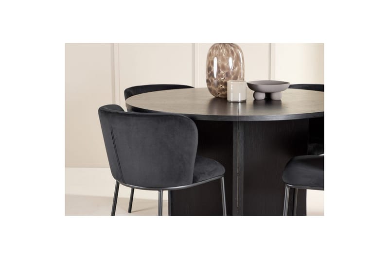 Ruokaryhmä Strada Pyöreä 120/170 cm Musta Edina-tuoleilla 4 kpl, Musta - 4 kpl, Musta - Huonekalut - Pöytä & ruokailuryhmä - Ruokailuryhmä