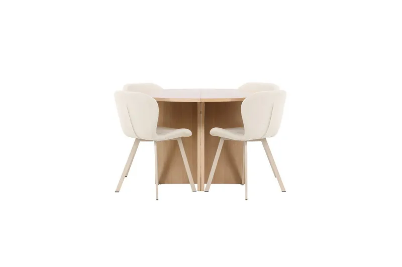 Ruokaryhmä Strada Pyöreä 120/170 cm Valkoinen Lilja-tuoleilla 4 kpl, 4 kpl