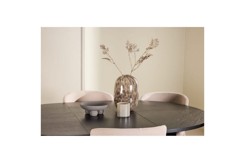 Ruokaryhmä Strada Pyöreä 120/170 cm Musta Astoria-tuoleilla 6 kpl, Beige - 6 kpl, Beige - Huonekalut - Pöytä & ruokailuryhmä - Ruokailuryhmä